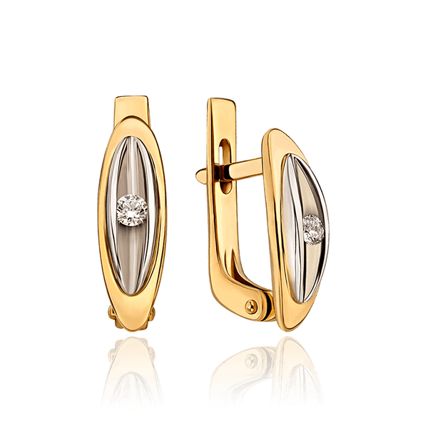 Серьги с бриллиантом в комбинированном золоте 035518 детальное изображение ювелирного изделия Золотые серьги Серьги с бриллиантом в комбинированном золоте 035518 детальное изображение ювелирного изделия Золотые серьги