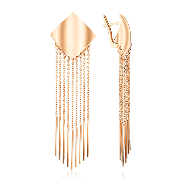 Золотые серьги без камней Квадрат с цепочками 035918 детальное изображение ювелирного изделия Золотые серьги Золотые серьги без камней Квадрат с цепочками 035918 детальное изображение ювелирного изделия Золотые серьги