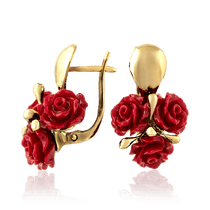 обзорное фото Золотые серьги с кораллом 531306К Золотые серьги с кораллом обзорное фото Золотые серьги с кораллом 531306К  Золотые серьги с кораллом