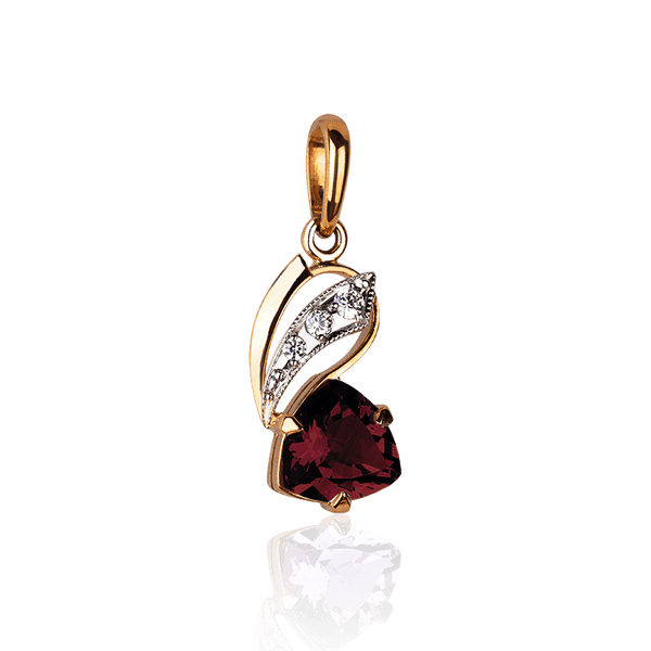 Золотой подвес с гранатом и фианитами Рикарда 033501 детальное изображение ювелирного изделия Золотые подвески Золотой подвес с гранатом и фианитами Рикарда 033501 детальное изображение ювелирного изделия Золотые подвески
