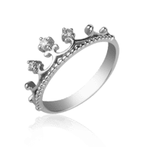 обзорное фото Кольцо Корона из белого золота с бриллиантами 023055  Золотые кольца Короны