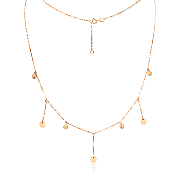 Золоте кольє з кульками і монетками в червоному золоті 033916 детальне зображення ювелірного виробу Золоте кольє з кульками і монетками в червоному золоті 033916 детальне зображення ювелірного виробу