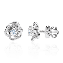 обзорное фото Серьги из белого золота с бриллиантами Ancha E0661  Золотые серьги с бриллиантами