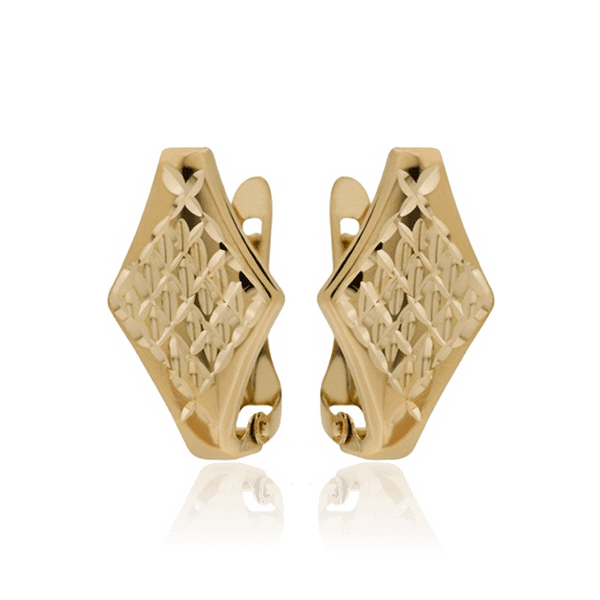 Золотые серьги Ромб с алмазной гранью 029068 детальное изображение ювелирного изделия Золотые серьги без вставок Золотые серьги Ромб с алмазной гранью 029068 детальное изображение ювелирного изделия Золотые серьги без вставок