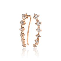 обзорное фото Серьги клаймберы золотые с фианитами 036086  Золотые серьги