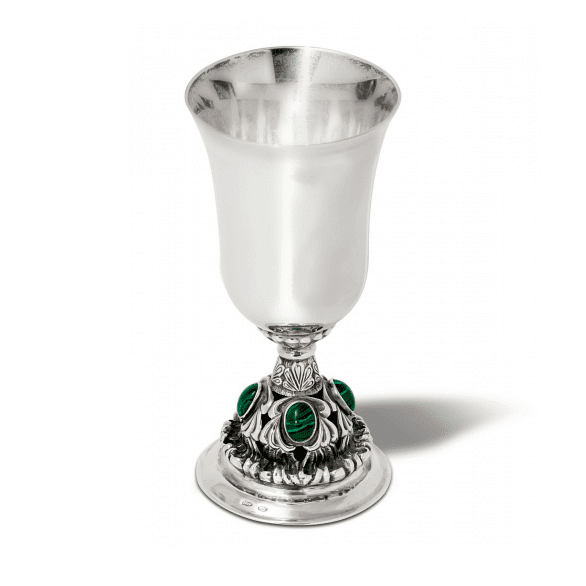 Серебряная рюмка с зелёными вставками малахита 925 пробы 0700202119 детальное изображение ювелирного изделия Серебряные рюмки, стопки Серебряная рюмка с зелёными вставками малахита 925 пробы 0700202119 детальное изображение ювелирного изделия Серебряные рюмки, стопки