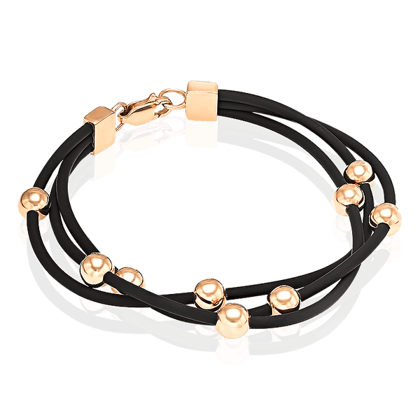 Каучуковый браслет с золотой застежкой и бусинами 034100 детальное изображение ювелирного изделия Золотые браслеты Каучуковый браслет с золотой застежкой и бусинами 034100 детальное изображение ювелирного изделия Золотые браслеты