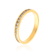обзорное фото Кольцо из желтого золота с фианитовой дорожкой 032694  Золотые кольца