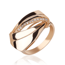 обзорное фото Золотое женское кольцо с фианитом 031495  Золотые кольца с фианитом