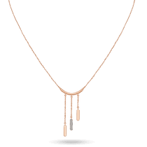 обзорное фото Золотое асимметричное колье "TWO.SIDES" с фианитами 041291  Золотые колье с камнями