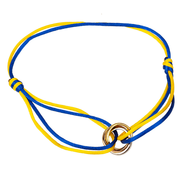 Шелковый браслет в желто - голубых цветах с кольцами Тринити 925 пробы 039472 детальное изображение ювелирного изделия Браслеты красная нить Шелковый браслет в желто - голубых цветах с кольцами Тринити 925 пробы 039472 детальное изображение ювелирного изделия Браслеты красная нить