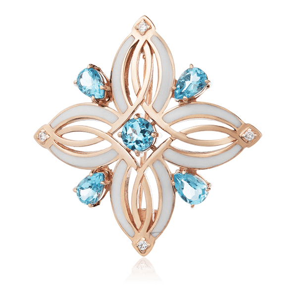 Золотая брошь с топазами, фианитами и эмалью 028515 детальное изображение ювелирного изделия Золотые броши Золотая брошь с топазами, фианитами и эмалью 028515 детальное изображение ювелирного изделия Золотые броши