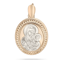 обзорное фото Золотая ладанка Икона Божией Матери Утоли моя печали из белого золота с рефленой рамкой 040412  Золотые подвески иконки