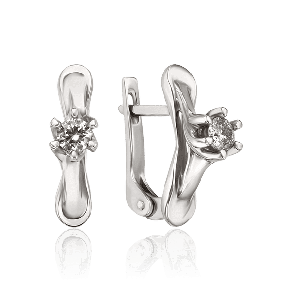 Сережки с бриллиантом в белом золоте 034645 детальное изображение ювелирного изделия Золотые серьги Сережки с бриллиантом в белом золоте 034645 детальное изображение ювелирного изделия Золотые серьги