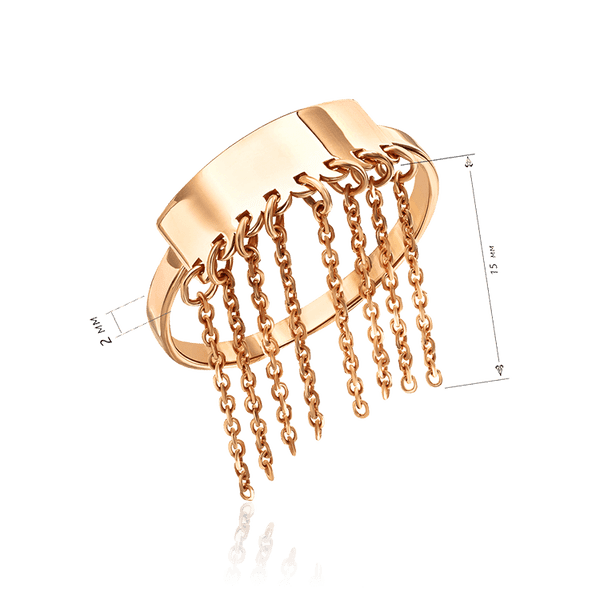 Золота каблучка Пластина з ланцюжками 036229 детальне зображення ювелірного виробу Золота каблучка Пластина з ланцюжками 036229 детальне зображення ювелірного виробу