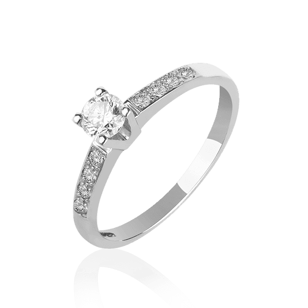 Кольцо из белого золота с бриллиантами 1035/1 детальное изображение ювелирного изделия Золотые кольца для помолвки с бриллиантом