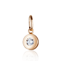 обзорное фото Золотой подвес с фианитом 037433 Золотые кулоны с фианитом обзорное фото Золотой подвес с фианитом 037433  Золотые кулоны с фианитом