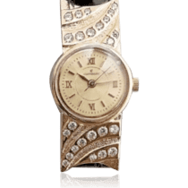 обзорное фото Женские часы на руку из золота с кожаным ремешком 036190  Женские золотые часы