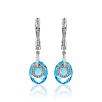 обзорное фото Золотые серьги подвески с крупным топазом и бриллиантами 036673 Золотые серьги обзорное фото Золотые серьги подвески с крупным топазом и бриллиантами 036673  Золотые серьги