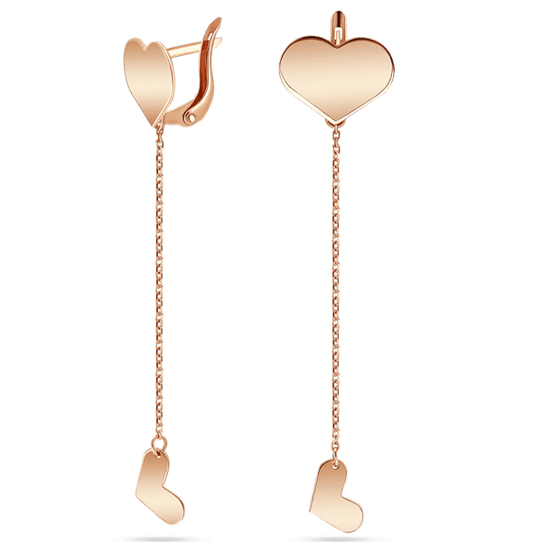 Серьги Сердца с подвесными элементами на английской застежке 039743 детальное изображение ювелирного изделия Золотые серьги без вставок Серьги Сердца с подвесными элементами на английской застежке 039743 детальное изображение ювелирного изделия Золотые серьги без вставок