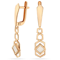 обзорное фото Золотые серьги геометрия с перламутром 035398 Золотые серьги обзорное фото Золотые серьги геометрия с перламутром 035398  Золотые серьги