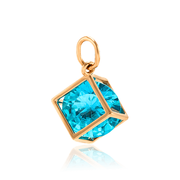Золотой кулон Кубик с голубым фианитом 035655 детальное изображение ювелирного изделия Золотые подвески Золотой кулон Кубик с голубым фианитом 035655 детальное изображение ювелирного изделия Золотые подвески