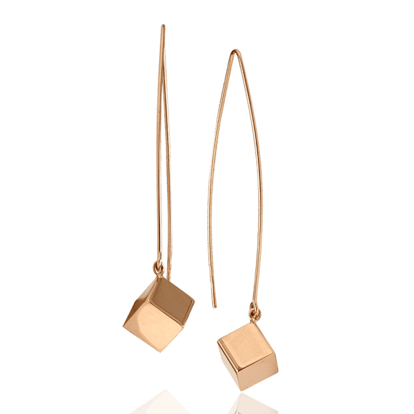 Золотые серьги подвески Кубики 029339 детальное изображение ювелирного изделия Золотые серьги