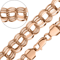 обзорное фото Браслет в красном золоте Бисмарк тройной 027538 Золотой браслет Бисмарк обзорное фото Браслет в красном золоте Бисмарк тройной 027538  Золотой браслет Бисмарк