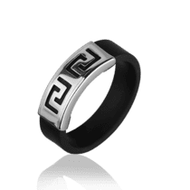 обзорное фото Каучуковое кольцо с серебряной вставкой 900619С  Серебряные кольца