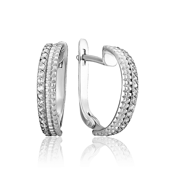 Серебряные серьги с алмазной гранью 036877 детальное изображение ювелирного изделия Серебряные серьги Серебряные серьги с алмазной гранью 036877 детальное изображение ювелирного изделия Серебряные серьги