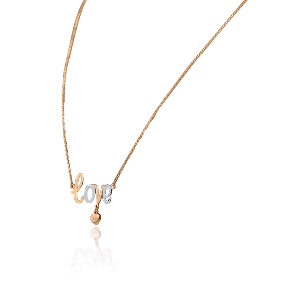 Золотое колье Love с сердечком без вставок 026546 киев Золотое колье Love с сердечком без вставок 026546 киев