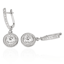 оглядове фото Сережки з білого золота з діамантами Е0466П