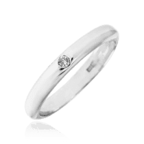 обзорное фото Обручальное кольцо белое золото с бриллиантом 036711  Золотые кольца