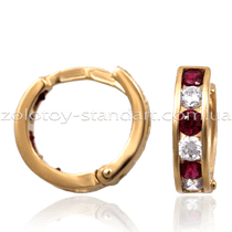 обзорное фото Золотые серьги с цирконием 110245к Серьги с камнями обзорное фото Золотые серьги с цирконием 110245к  Серьги с камнями