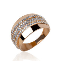 обзорное фото Женское золотое кольцо с фианитами 031962  Золотые кольца с фианитом
