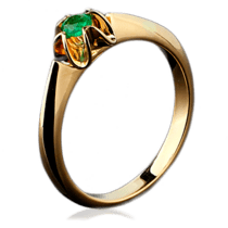 обзорное фото Кольцо из красного золота с изумрудом 1046/2  Золотые кольца с изумрудом