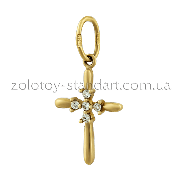 Золотой крестик с цирконием 421575 детальное изображение ювелирного изделия Золотые крестики Золотой крестик с цирконием 421575 детальное изображение ювелирного изделия Золотые крестики