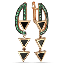 обзорное фото Золотые серьги с агатом и нанокристаллами 030021 Золотые серьги с агатом обзорное фото Золотые серьги с агатом и нанокристаллами 030021  Золотые серьги с агатом