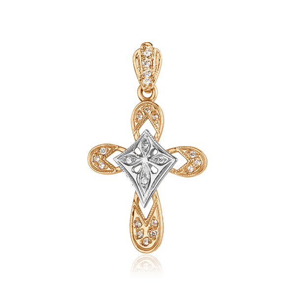 Золотой крестик с цирконием 1,4,0144 детальное изображение ювелирного изделия Декоративные золотые крестики