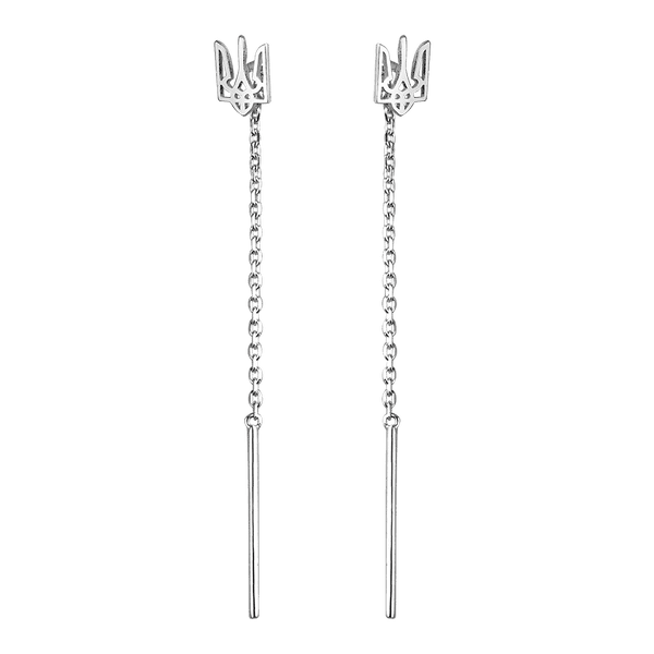Нежные серебряные серьги-продевки Тризуб 037266 детальное изображение ювелирного изделия Серебряные серьги без вставок Нежные серебряные серьги-продевки Тризуб 037266 детальное изображение ювелирного изделия Серебряные серьги без вставок