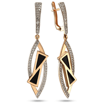 обзорное фото Золотые серьги с агатом и фианитами 031692 Золотые серьги с агатом обзорное фото Золотые серьги с агатом и фианитами 031692  Золотые серьги с агатом