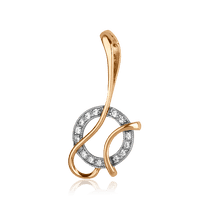 обзорное фото Золотой подвес с цирконием 160257  Золотые кулоны с фианитом