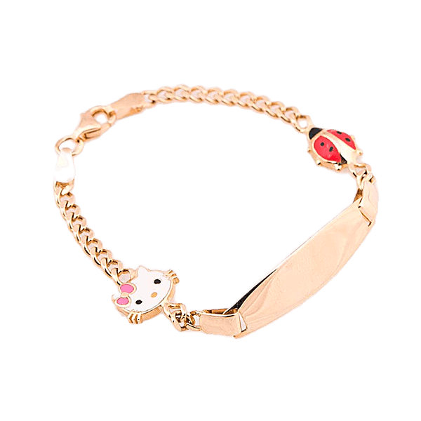 Золотой детский браслет «Hello Kitty» с эмалью 025200 детальное изображение ювелирного изделия Детские золотые браслеты