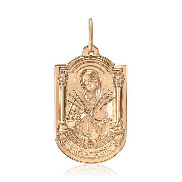 Золотая ладанка на шею Семистрельная икона Божией Матери 036844 детальное изображение ювелирного изделия Золотые подвески иконки Золотая ладанка на шею Семистрельная икона Божией Матери 036844 детальное изображение ювелирного изделия Золотые подвески иконки