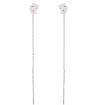 обзорное фото Детские серьги цепочки котята 024265  Серебряные серьги без вставок
