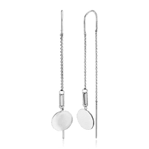 обзорное фото Трендовые серебряные сережки протяжки Монеты 034815  Серебряные серьги
