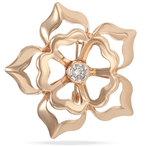 обзорное фото Золотая брошь Цветок з фианитом 035041 Золотые броши обзорное фото Золотая брошь Цветок з фианитом 035041  Золотые броши