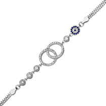 обзорное фото Серебряный браслет с фианитами Душевное равновесие 027687  Серебряные женские браслеты