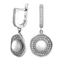 обзорное фото Серебряные серьги СК2ФЖ/416 Серебряные серьги с камнями обзорное фото Серебряные серьги СК2ФЖ/416  Серебряные серьги с камнями