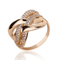 обзорное фото Женское золотое кольцо с фианитами Переплеты 031482  Золотые кольца с фианитом